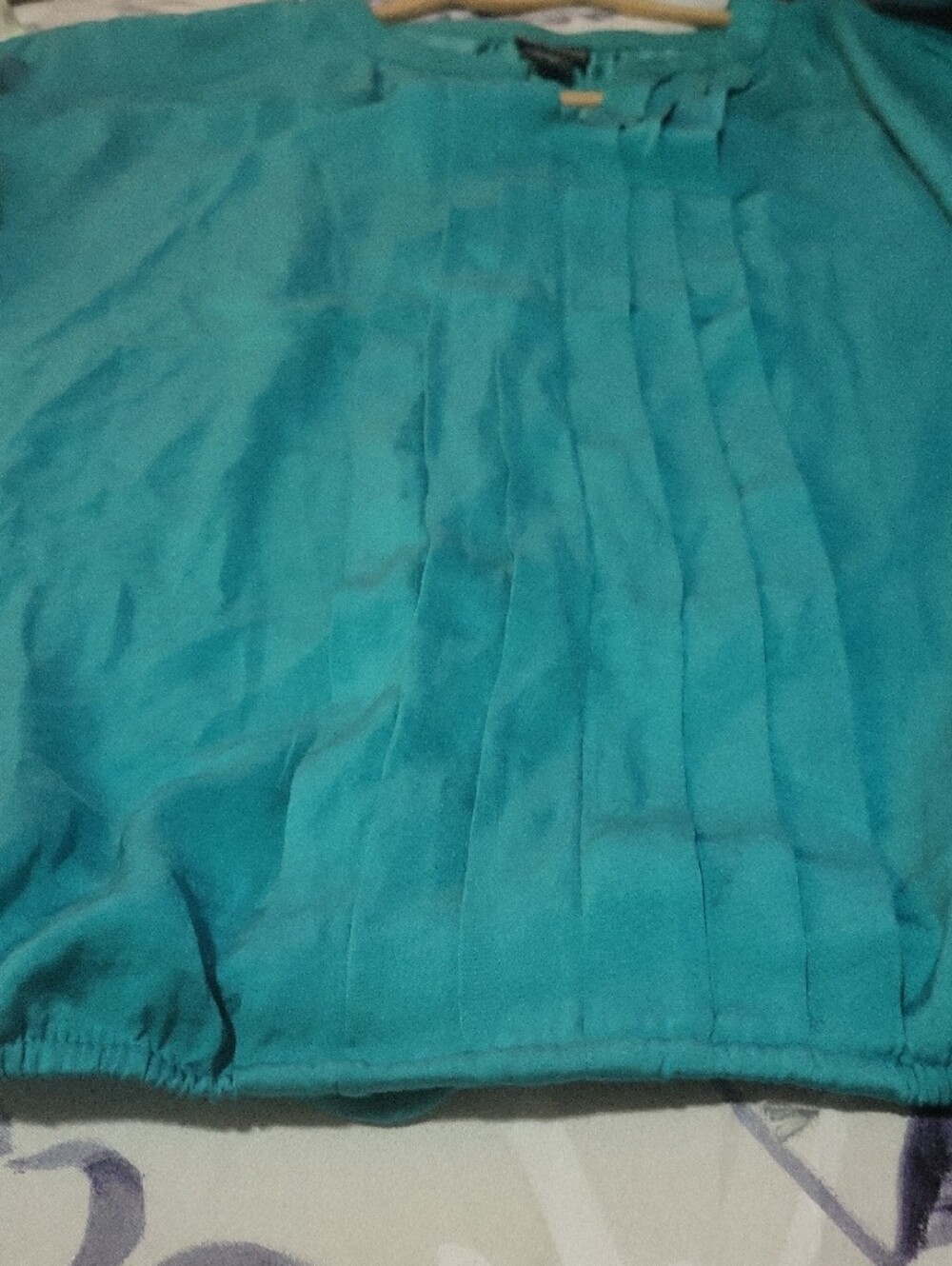 Covington Teal Pleat-Front Women's Blouse - Picture 6 of 6